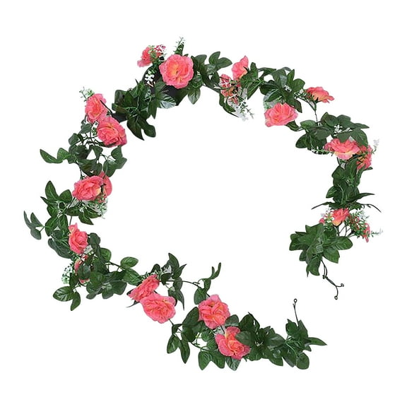 HWRETIE Christmas Decorations,Artificial Rose Flower Rattan Wall Hanging Indoor Windin Decoration Fake Flower Spring Wreaths for Front Door