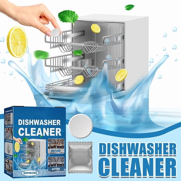 HWRETIE Dishwasher Deodorizing Tablets Grease Odor Remover Cleaner Pods for Dishwasher Interior Deep Cleaning Fresh Scent Limescale Removal Residue Control Appliance Maintenance Safe