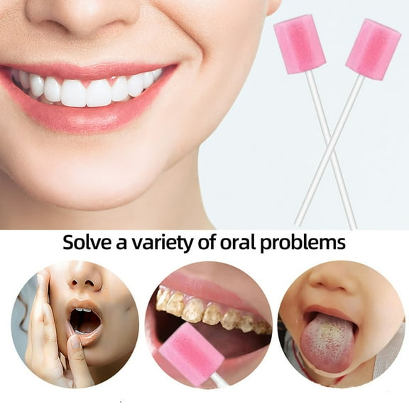 HWRETIE Disposable Oral Care Sponge Sticks,Hygienic Mouth Cleaning Tools for Clinics and Home Use,Easy Gentle Oral Hygiene 100 Pcs
