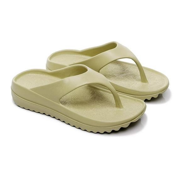 HWRETIE Flip Flops for Women,Women's Low Heeled Round Toe Flat Shoes Soft Leather Shallow Mouth Leather Shoes Women's Low Heeled Shoes Green-5