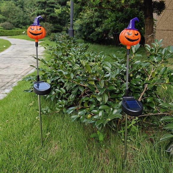 HWRETIE Ghost Pumpkin Light Halloween Solar-Powered Wobbling Ghost Pumpkin Lantern Spooky Festival Glowing Grimace Skeleton Decoration Stake Light Spooky Led