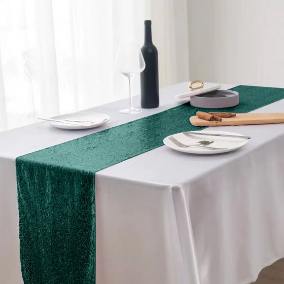 HWRETIE Glitter Table Flag for Weddings and Parties,Polyester Wedding Table Decoration Flag in Various Colors,12x71 Inch Party Banner for Special Events