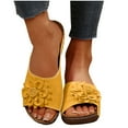 thumbnail image 1 of HWRETIE Hollow Fish Mouth Flower Slippers - One-Strap Wedge Heel Sandals With Outdoor Grip,Summer Leisure Casual Shoes Yellow/43, 1 of 7