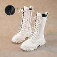 thumbnail image 1 of HWRETIE Infant Shoes,Girls' Princess Boots Winter Bowknot Fashion Long Leather Boots Children's Autumn Student Martin Boots Casual Stylish Shoes Older Girls White, 1 of 5