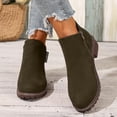 thumbnail image 1 of HWRETIE Ladies Fashion Shoes,Side Zipper Short Boots Ladies Versatile Belt Buckle Solid Color Fall Winter Low Heel Martin Boots Comfortable Stylish Womens Shoes Army Green, 1 of 9