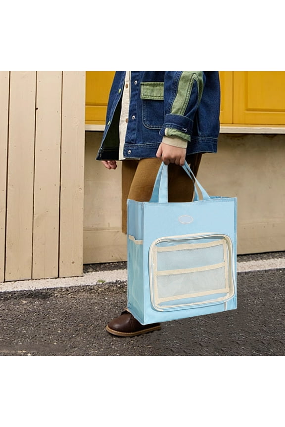 Study Supplies,Large Capacity PVC Multi-layer Storage Cloth Bag for Water Bottles and Accessories Durable Multi-pocket Tote Bag for Travel and Daily Use