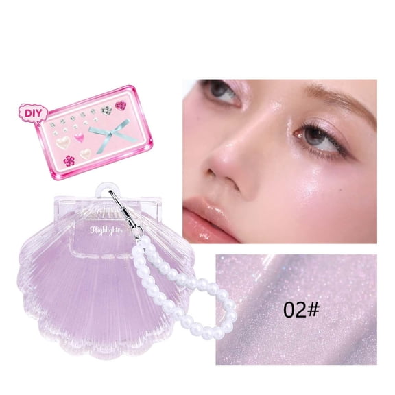 HWRETIE Light-Sensitive Three-Dimensional Highlighter Face Brightening Pearlescent Fine Glitter Blush Highlighter for Makeup Contouring and Radiant Glow Gift Set for Friends B