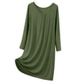 thumbnail image 1 of HWRETIE Loungewear Set,Women Pajama Dress Solid Color Plus Size Round Neck Long Sleeve Loose Comfortable Casual Mid Calf Nightgown Home Clothes Sleepwear Army Green （9XL）, 1 of 8