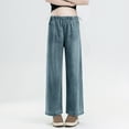 thumbnail image 1 of HWRETIE Maternity Pants,Women's Maternity Jeans Side Pocket Cropped Pants with Drawstring Straight Pants Casual Denim Loose Fit Pregnancy Wear Belly Support Blue, 1 of 6