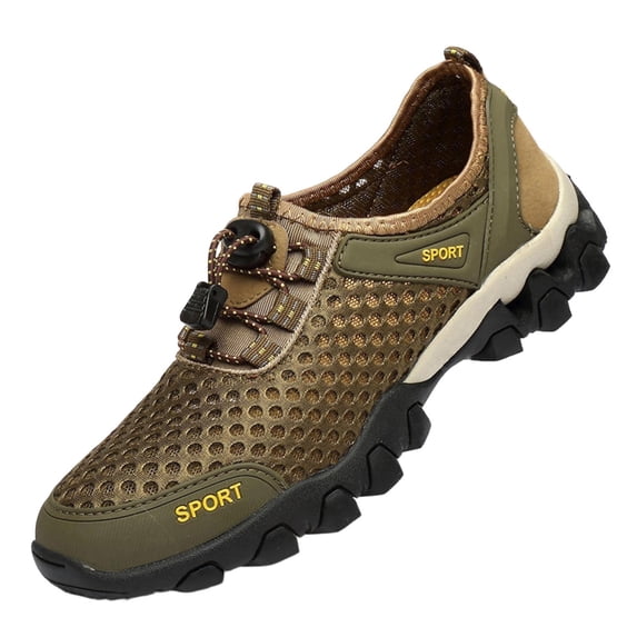 UTTOASFAY Men's Water Hiking Shoes,Breathable Mesh Outdoor Shoes,Round Toe Quick Dry Wading Footwear,Com-fortable Plus Size Summer Walking Shoes