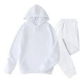 thumbnail image 1 of HWRETIE Men's Casual Tracksuit Set Velvet Solid Color Hoodie Top with Sweatpants Long Sleeve Outfit Men's Loose Fit Drawstring Pocket Sportswear White, 1 of 6