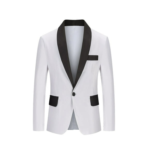 HWRETIE Men's England Solid Color High Quality Casual Single Breasted Suit White XXL