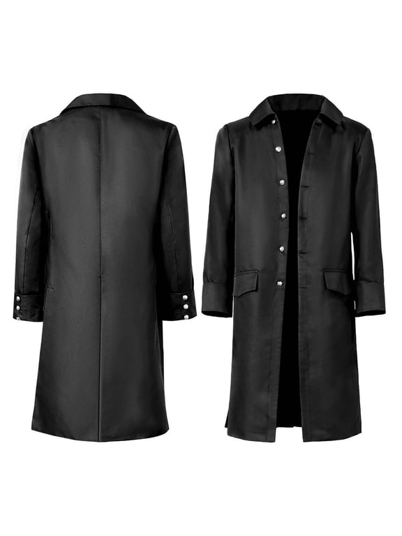 Men's Halloween Costume Medieval Captain Costume Long Sleeve Uniform Hooded Jacket Men Casual Hooded Jacket Halloween Cosplay Outfit Black