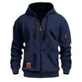 thumbnail image 1 of HWRETIE Men's Hoodie with Zipper Casual Sportswear Long Sleeve Fashion Hoodie with Arm Pocket Comfortable Men Jacket Top Navy, 1 of 6
