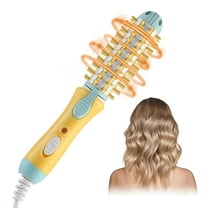 HWRETIE Mini Heated Curling Iron Brush,Ceramic Hair Styling Wand,Antiscald Short Hair Curling Tool for Smooth Curls