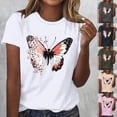 thumbnail image 1 of HWRETIE Oversized Graphic Tees,T-Shirts for Women,Short Sleeve Shirts for Women,Sunflower Butterfly Printed Shirt,Short Sleeve Round Neck Outfit Clothes Workout Tops Gray, 1 of 4