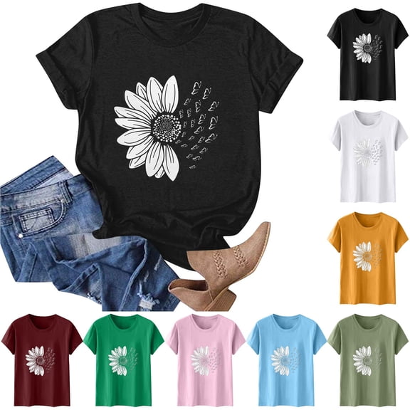 HWRETIE Oversized Tshirts for Women,Summer T Shirt,Plus Size Loose Girl Short Sleeve Graphic Casual Tees Womens Tops s-Black