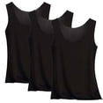 thumbnail image 1 of HWRETIE Pajama Set,Women Pajama Set U-Neck Sleeveless Tank Top with Solid Color Interior Bottom Casual Loose Home Clothes Comfortable Sleepwear Tops Black （9XL）, 1 of 3