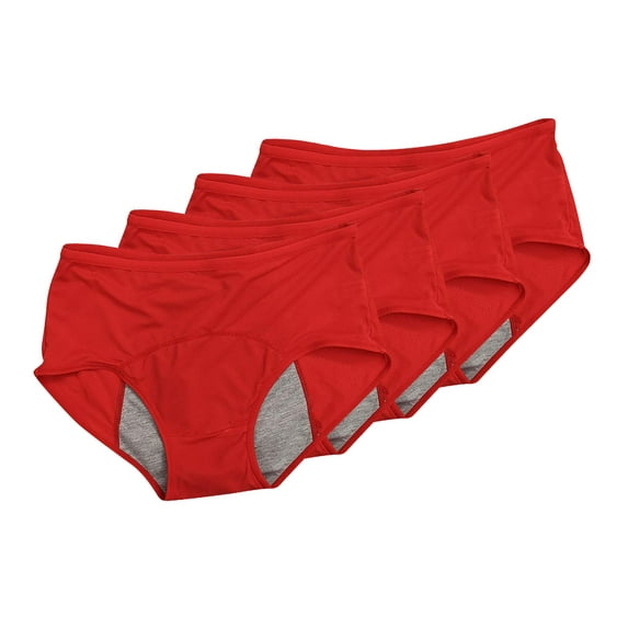 HWRETIE Plus Size Underwear for Women,4pc Leak Proof Menstrual Period Panties Women Underwear Physiological Waist Pants