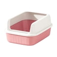 thumbnail image 1 of HWRETIE Semi Enclosed Cat Litter Box Splash Proof Pet Toilet with Litter Scoop High Side Open Design Easy Cleaning Litter Tray for Kittens Indoor Cats, 1 of 6