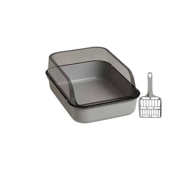HWRETIE Semi Enclosed Cat Litter Box with Top Entry Lid High Sides Odor Control Covered Cat Toilet with Scoop Filter Splash Resistant Litter Tray for Indoor Cats