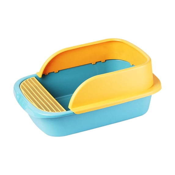 HWRETIE Semi Enclosed High Sided Cat Litter Box Splash Proof Open Top Design Spacious Cat Toilet for Cats Under 10 Pounds Easy Clean Indoor Litter Tray