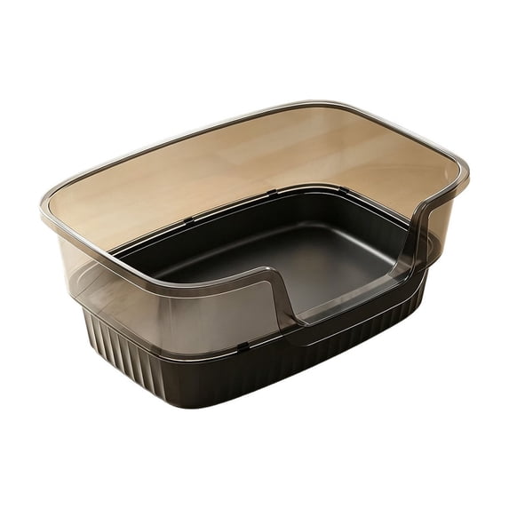 HWRETIE Semi Enclosed High Sided Cat Litter Box Splash Proof Open Top Design Spacious Cat Toilet for Cats Under 10 Pounds Easy Clean Indoor Litter Tray