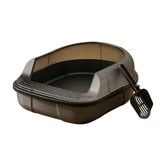 HWRETIE Semi Enclosed High Sided Cat Litter Box Splash Proof Open Top Design Spacious Cat Toilet for Cats Under 10 Pounds Easy Clean Indoor Litter Tray