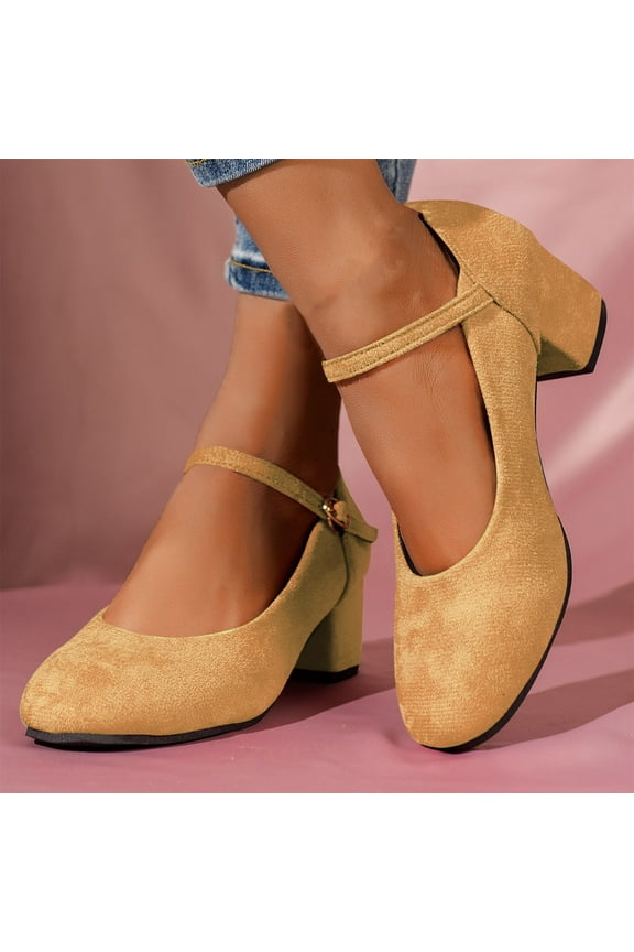 Stylish Women's Mid-Heel Pumps—Elegant Medium-Elevated Heeled Shoes for Spring and Summer,Classy Moderate Heels for Work,Parties,Special Occasions Yellow/9.5(43)