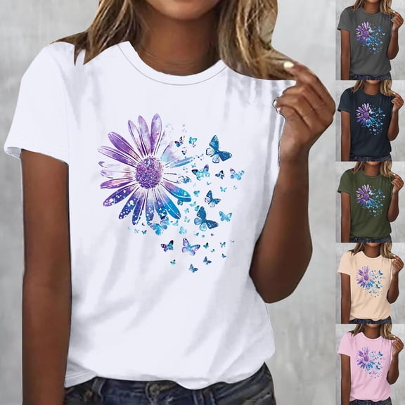 HWRETIE T-shirts for Women,Summer T Shirt,Plus Size Loose Girl Short Sleeve Graphic Casual Tees Womens Tops Pink