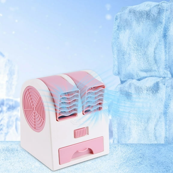 HWRETIE Table Bladeless Fan Double Vent Cold Air Fan Portable Quiet Desktop Fan for Home Office Bedroom