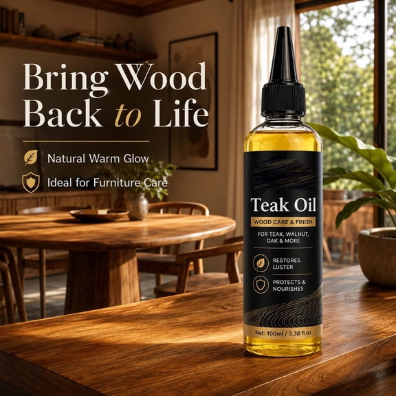 HWRETIE Teak Oil Wood Care Finish 100ml Wood Conditioning Oil for Teak Walnut Hardwood Furniture Cabinets Cutting Boards and Interior Wood Surfaces