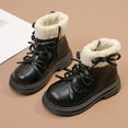 thumbnail image 1 of HWRETIE Toddler Shoes,Children's Winter Leather Boots Fleece Warm Side Zipper Padded Short Boots Girls' Martin Boots British Style Casual Autumn Snow Boots Black, 1 of 4