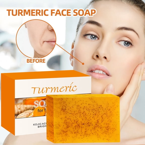 HWRETIE Turmeric Exfoliating Soap,Natural Cleansing Bar for Gentle Brightening and Skin Renewal