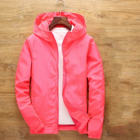 HWRETIE Unisex Outdoor Jacket,Kids' Waterproof Windproof Hooded Outdoor Jacket (3-12 Years),Solid Color Soft Shell Casual Sports Long Sleeve Hooded Jacket Pink