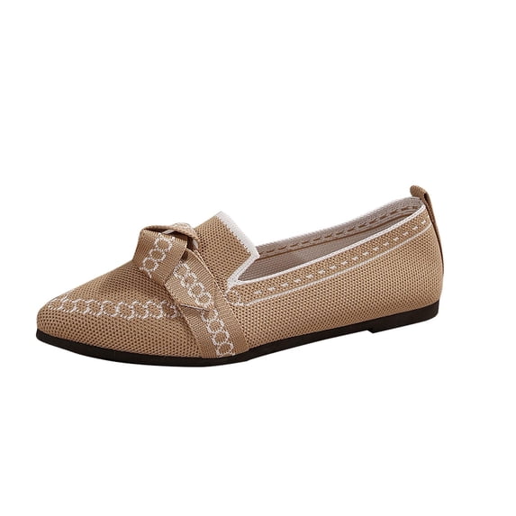 UTTOASFAY Women's Flat Shoes,Solid Color Casual Walking Shoes,Com-fortable Flat Heel Slip-On Shoes,Lightweight Everyday Footwear