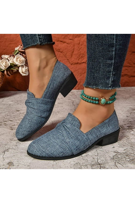 Versatile Women's Flat Heels—Sophisticated Subtle Heeled Shoes for Spring and Summer,Everyday Low Heels offering Comfort and Style for Work and Casual Wear Blue/7.5(40)