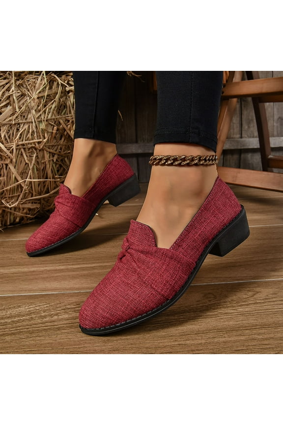 Versatile Women's Flat Heels—Sophisticated Subtle Heeled Shoes for Spring and Summer,Everyday Low Heels offering Comfort and Style for Work and Casual Wear Red/5.5(36)