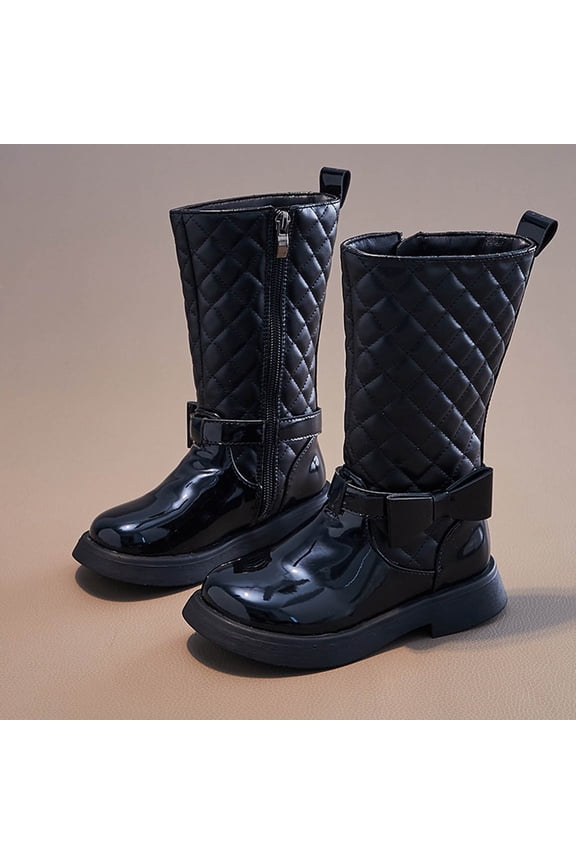 Walking Shoes,Girls' Boots Winter High Top Zipper Princess Shoes Children's Autumn Student Martin Boots Casual Long Boots Older Girls Leather Fashion Black