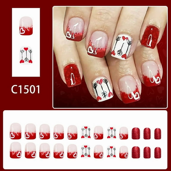 HWRETIE Water-Pipe Shiny Nail Art Set,Bright Burst Pearlescent Wearable Nails,24-Piece Manicure Set for Daily and Party Looks