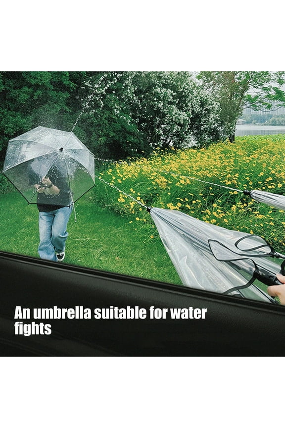 HWRETIE Water Spray Toy Umbrella for Kids,Transparent Umbrella with Water Gun Feature,Summer Outdoor Fun Water Game Prop for Children