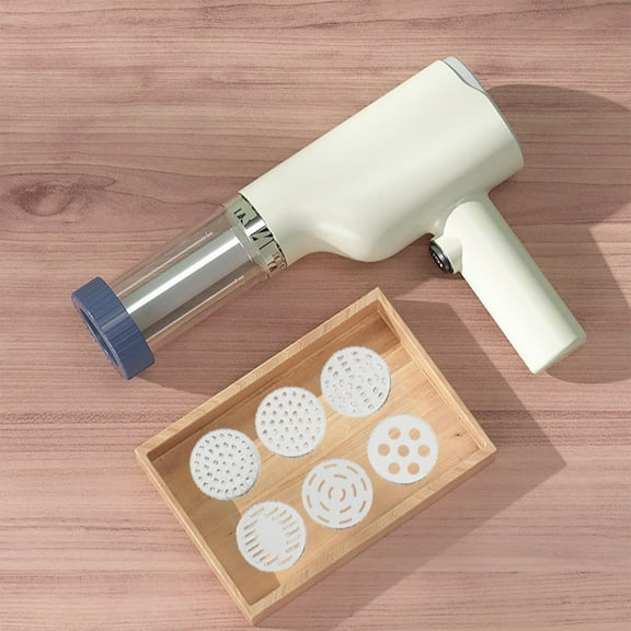 HWRETIE Wireless Electric Noodle Maker,Handheld Pasta Machine with 6 Molds,Portable Kitchen Tool for Homemade Spaghetti and Ramen