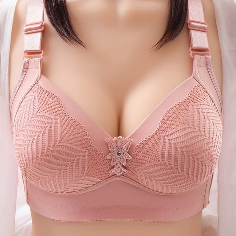 HWRETIE Women Bras Plus Size Woman's Thin Adjustment Chest Shape Plus Size  Bra Underwear No Rims Clearance Pink 8(L)