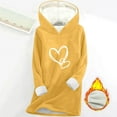 thumbnail image 1 of HWRETIE Women's Casual Pullover Printing Thickened Fashionable Casual Long Sleeved Hooded Sweatshirt Yellow, 1 of 5