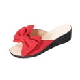 thumbnail image 1 of UTTOASFAY Women's Wedge Sandals,Bow Open Toe Fish Mouth Slippers,Mid Heel Casual Summer Shoes,Soft Sole Outdoor Slip-On Footwear, 1 of 7