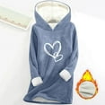 thumbnail image 1 of HWRETIE Women's Printed Hoodie Printing Thickened Fashionable Casual Long Sleeved Hooded Sweatshirt Blue, 1 of 5
