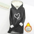 thumbnail image 1 of HWRETIE Women's Thick Sweatshirt Printing Thickened Fashionable Casual Long Sleeved Hooded Sweatshirt Dark Gray, 1 of 5