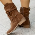 thumbnail image 1 of HWRETIE Women's Western Boots Women Heel Suede Cowboy Pointed Classic Half Boot with Zip Comfortable Elegant Fall and Winter Half Height Western Amkle Boots Brown, 1 of 8