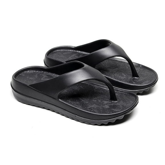 HWRETIE Womens Flip Flops,Women's Low Heeled Round Toe Flat Shoes Soft Leather Shallow Mouth Leather Shoes Women's Low Heeled Shoes Black-5