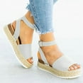 thumbnail image 1 of HWRETIE Womens Platform Sandals,Woman Summer Sandals Open Toe Casual Wedge Shoes Casual Canvas Shoes Gray, 1 of 7